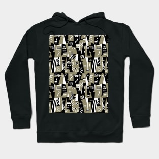 Cubist ethnic faces black and white Hoodie